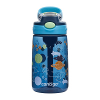 Синя малка детска бутилка за вода за момче с планети CONTIGO Easy Clean Blueberry Cosmos, 420мл