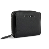 Малък черен дамски кожен портфейл с цип Bugatti Bella Ladies Zip Wallet